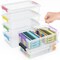 6 Pack Extra Large Pencil Box with Removable Divider, Thickened Pencil Case Bulk, Clear Crayon Marker Organizer Stackable Plastic Small Storage Containers for Pen Craft School Supplies (Multi)